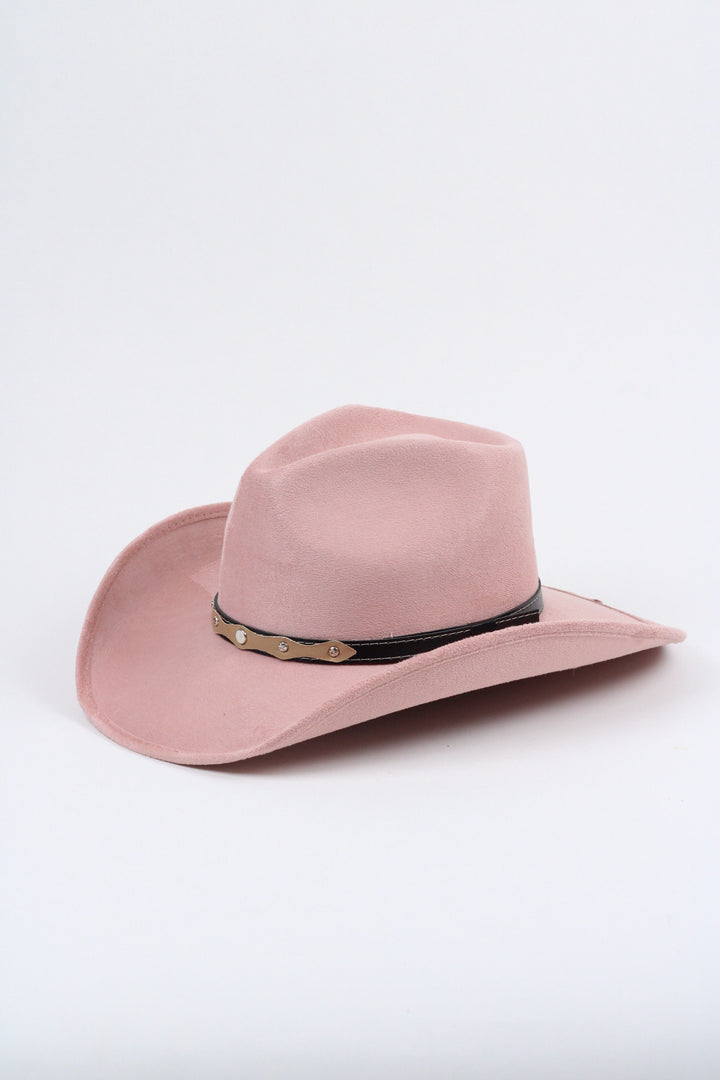 Santa Fe Vegan Suede Cowboy Rancher Hat- Pale Dusty Rose