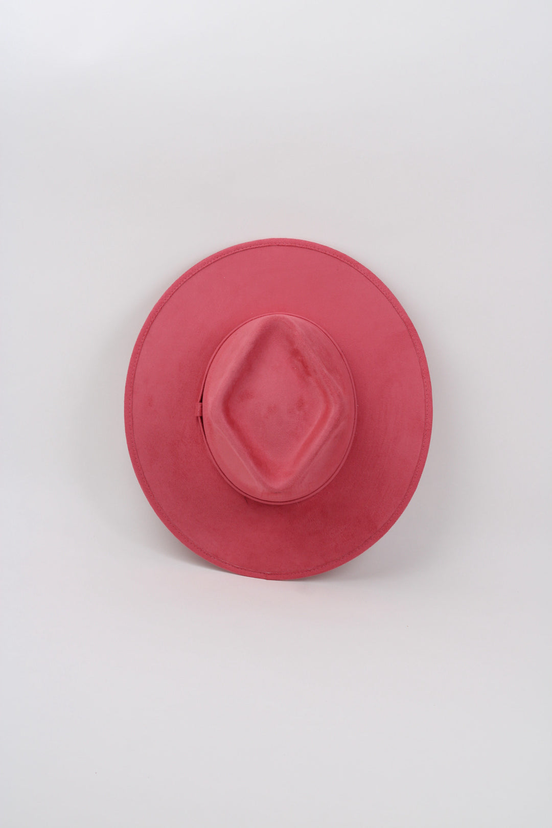 Vegan Suede Diamond Hat - Flat Brim - Coral Pink