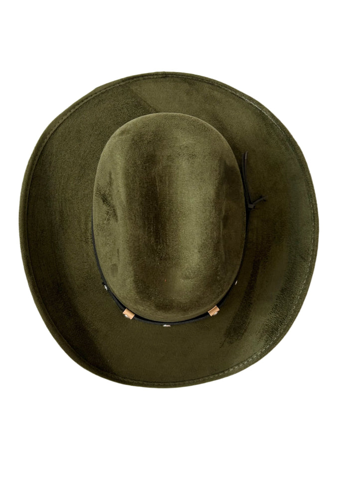 Kids Vegan Suede Austin Hat - Olive Green