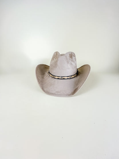 Santa Fe Vegan Suede Cowboy Rancher Hat- Sand