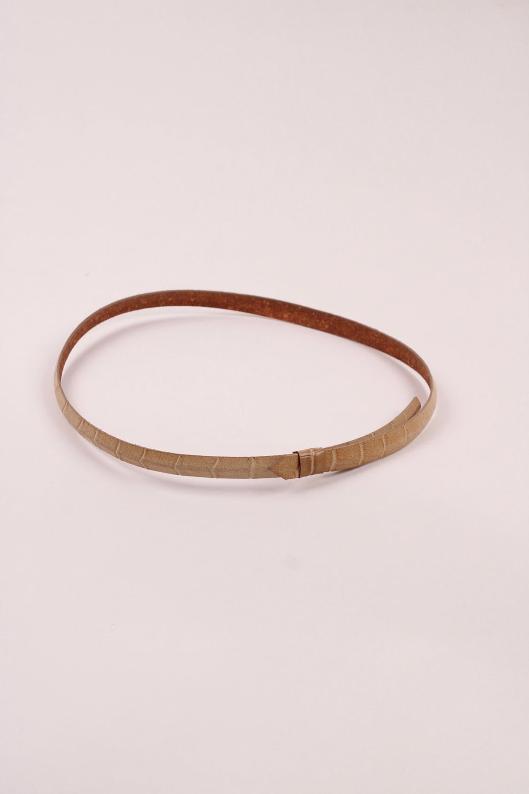 Leather Crocodile Hat Band / Nude