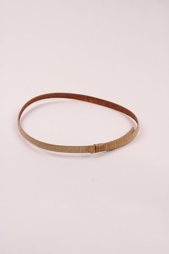 Leather Crocodile Hat Band / Nude