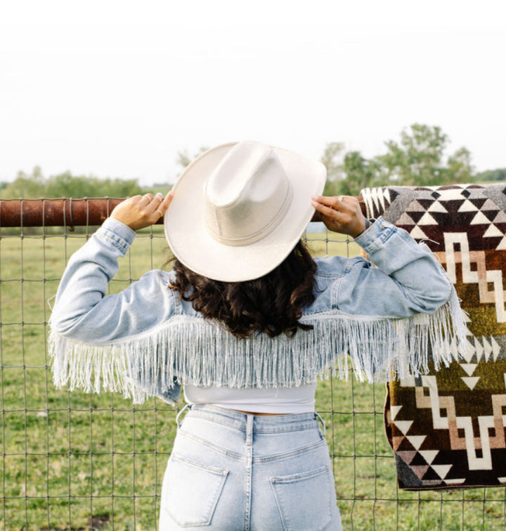 Western Cowboy Glitter Hat - Silver Textured