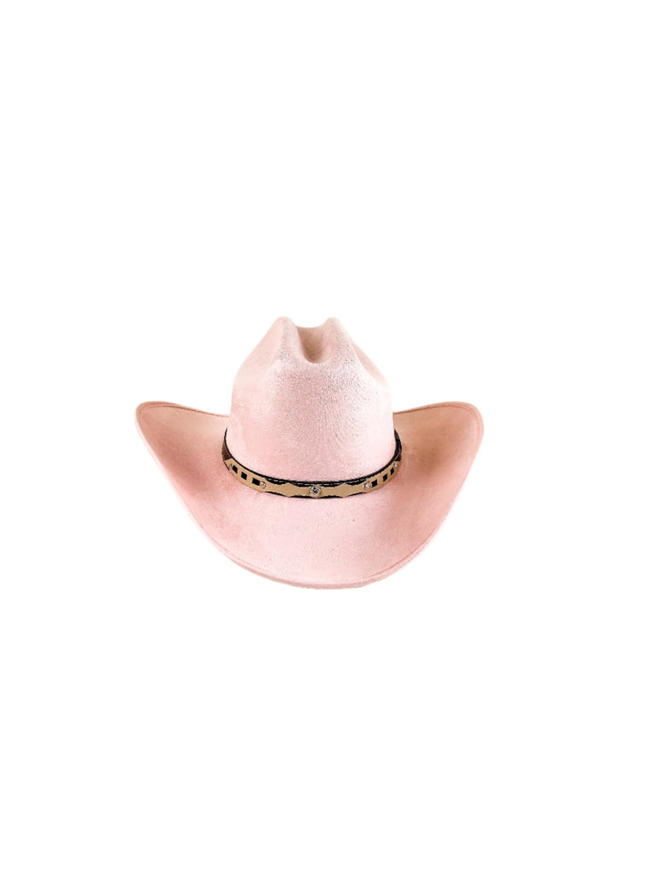 Texana Vegan Suede Cowboy Hat - Blush Pink