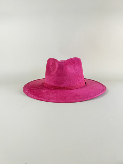 Vegan Suede Teardrop Hat- Magenta Pink