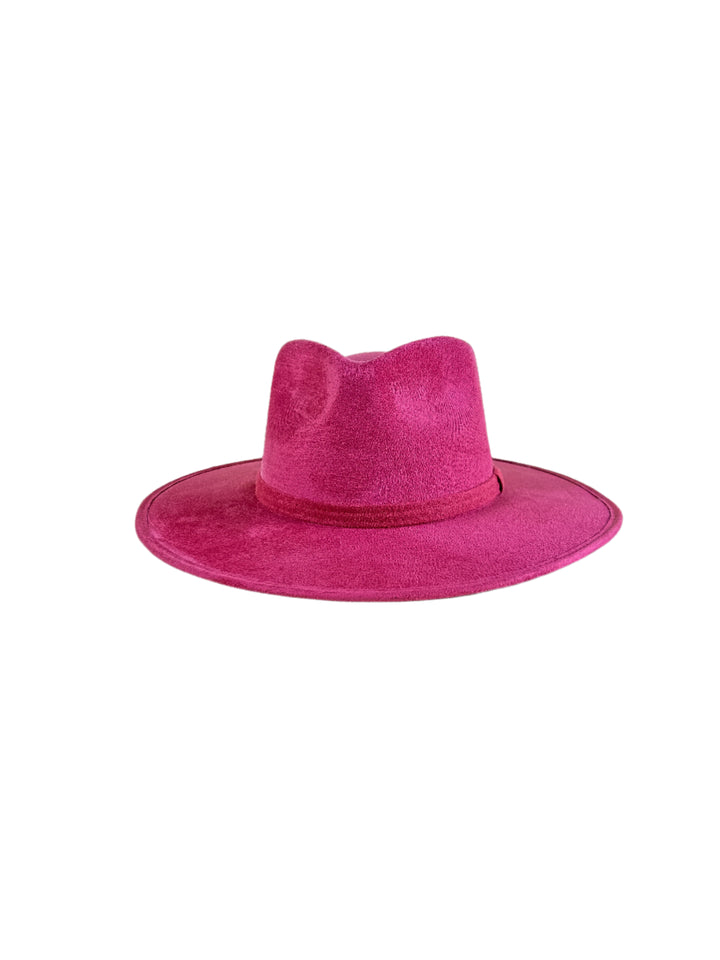 Vegan Suede Teardrop Hat - Magenta Pink