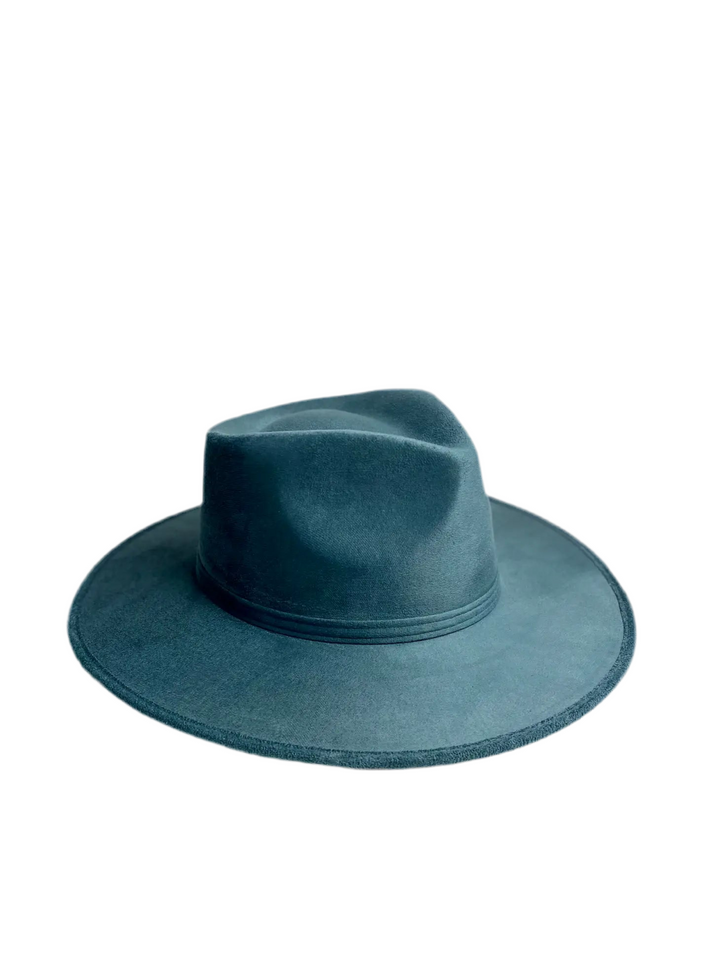 Vegan Suede Teardrop Hat - Peacock Blue
