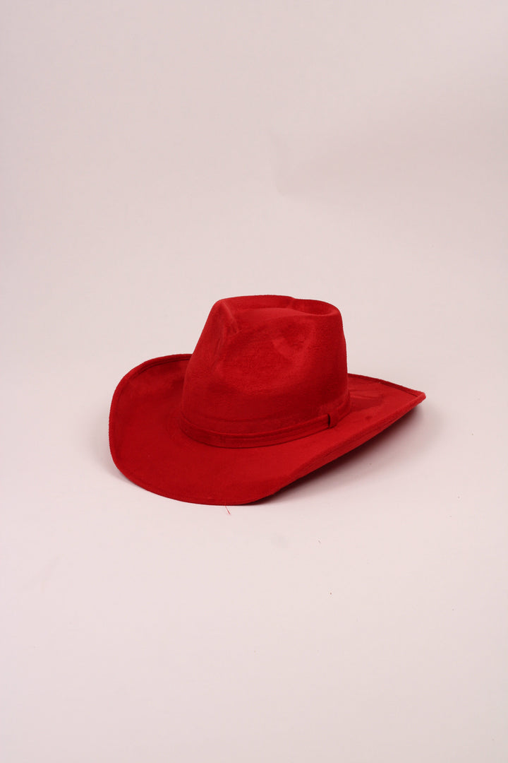 Vegan Suede Heart Shaped Cowboy Hat- Lipstick Red