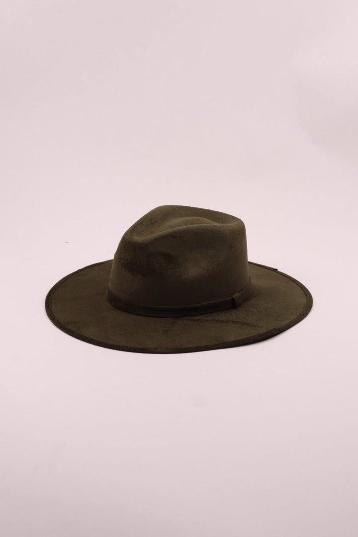 Vegan Suede Rancher Hat - Olive Green