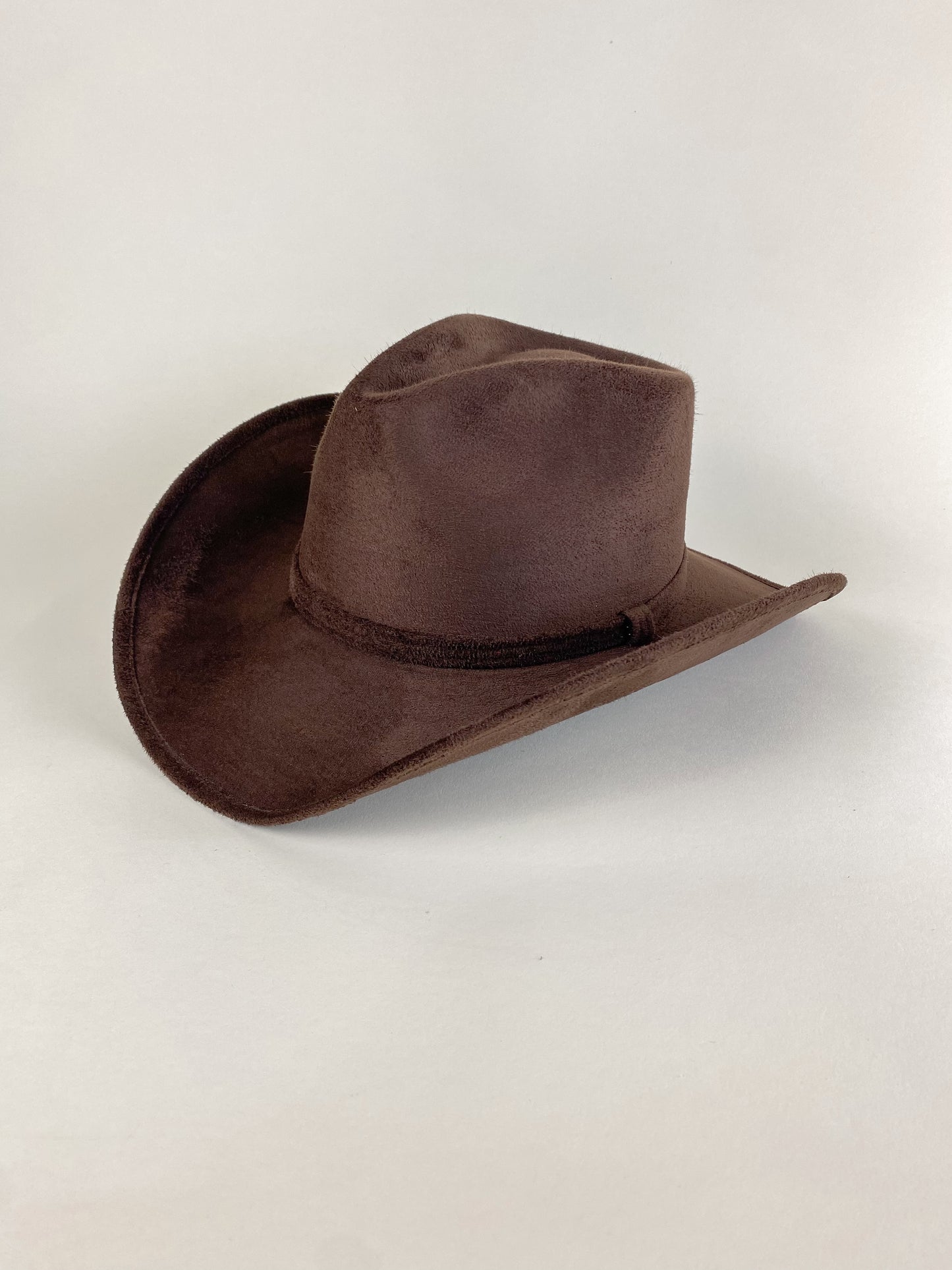 Santa Fe Vegan Suede Cowboy Rancher Hat- Chocolate W/O Band