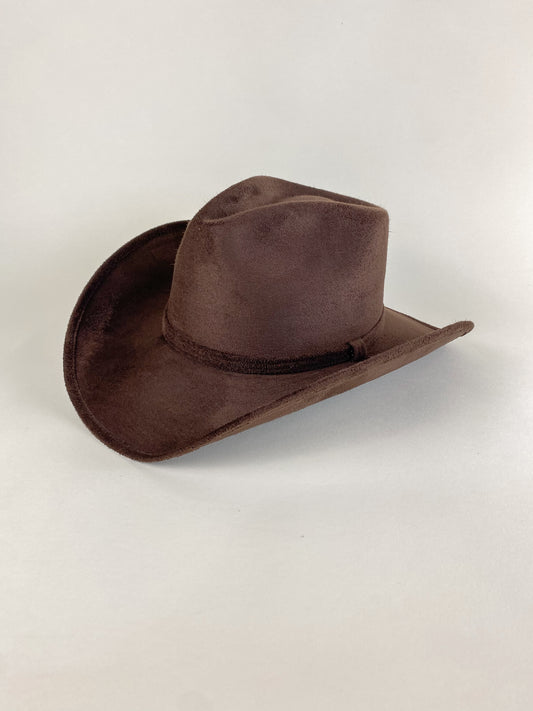 Santa Fe Vegan Suede Cowboy Rancher Hat- Chocolate W/O Band