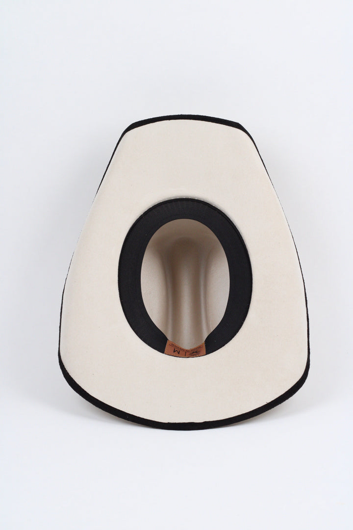 Texana Vegan Suede Cowboy Hat -Duo Tone - Ivory + Black