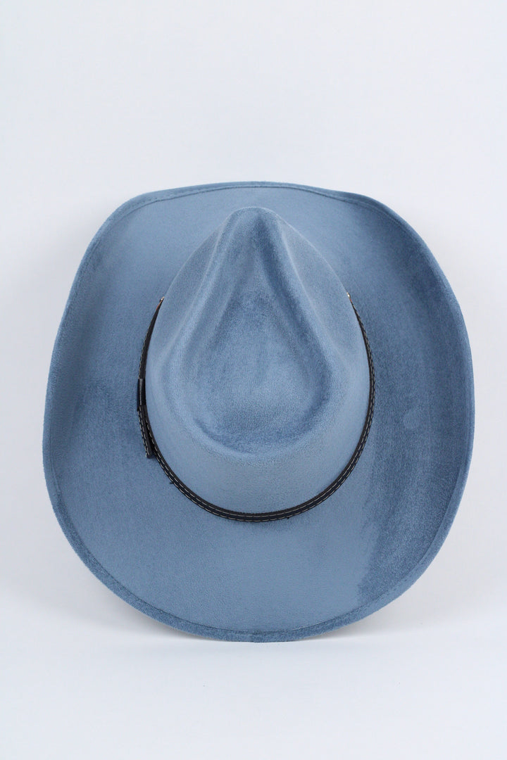 Santa Fe Vegan Suede Cowboy Rancher Hat- Steel Blue