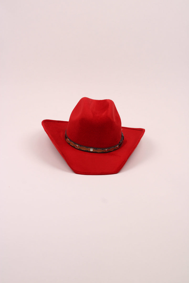 Kids Vegan Suede Austin Hat - Lipstick Red
