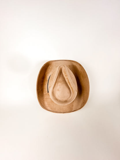 Santa Fe Vegan Suede Cowboy Rancher Hat- Cappuccino