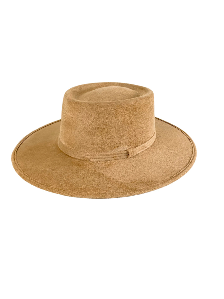Vegan Suede Gambler Hat- Cappuccino