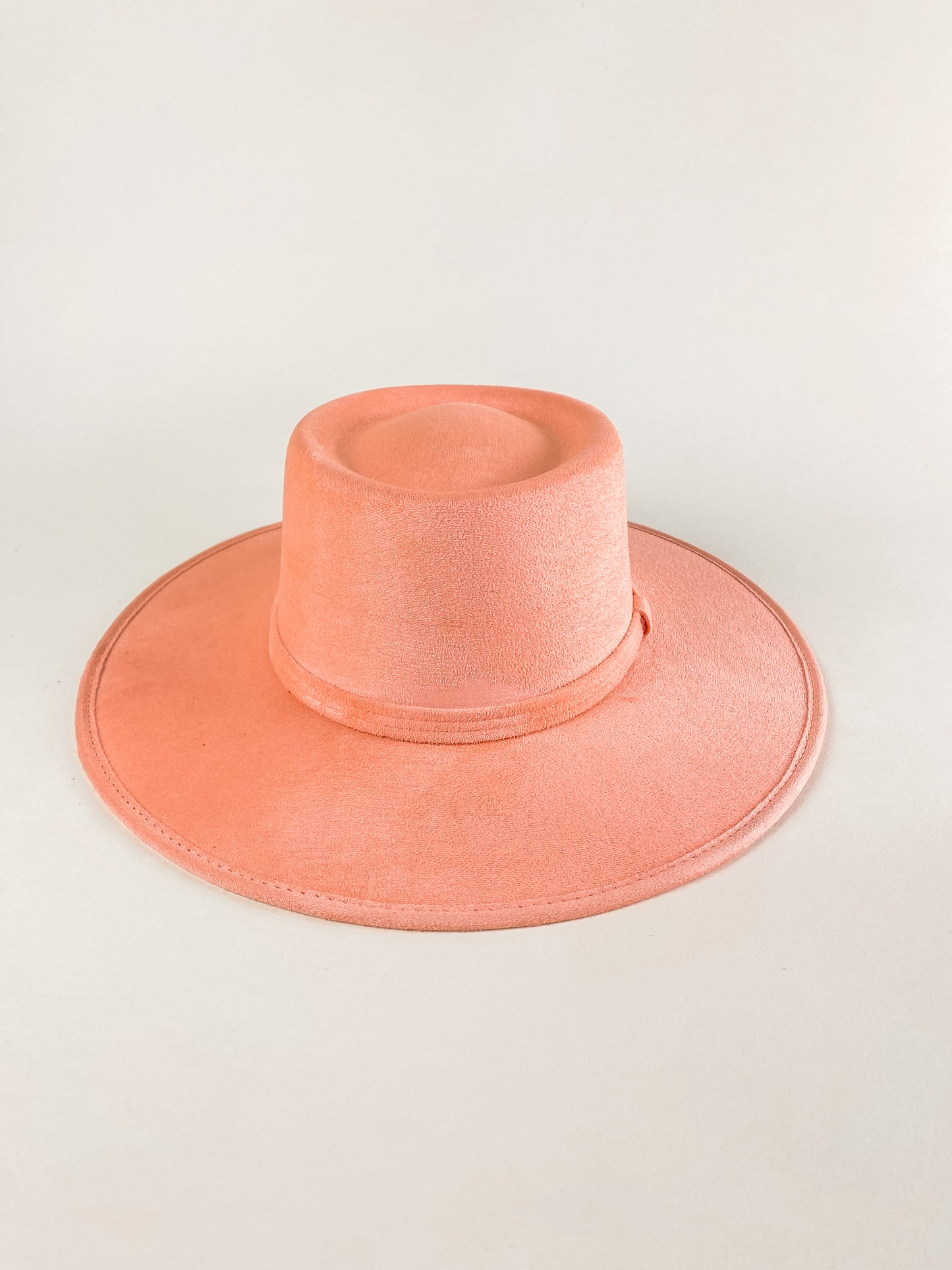 Vegan Suede Boater Hat- Peach