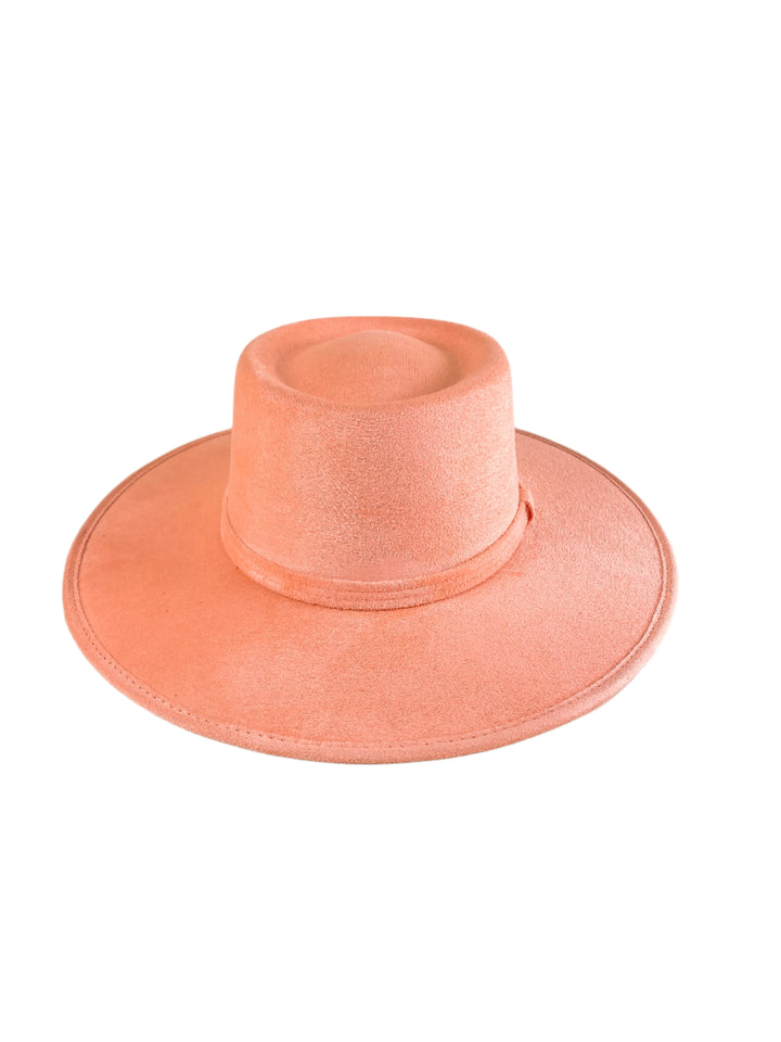 Vegan Suede Gambler Hat- Peach