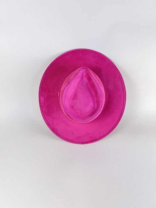 Vegan Suede Teardrop Hat- Magenta Pink
