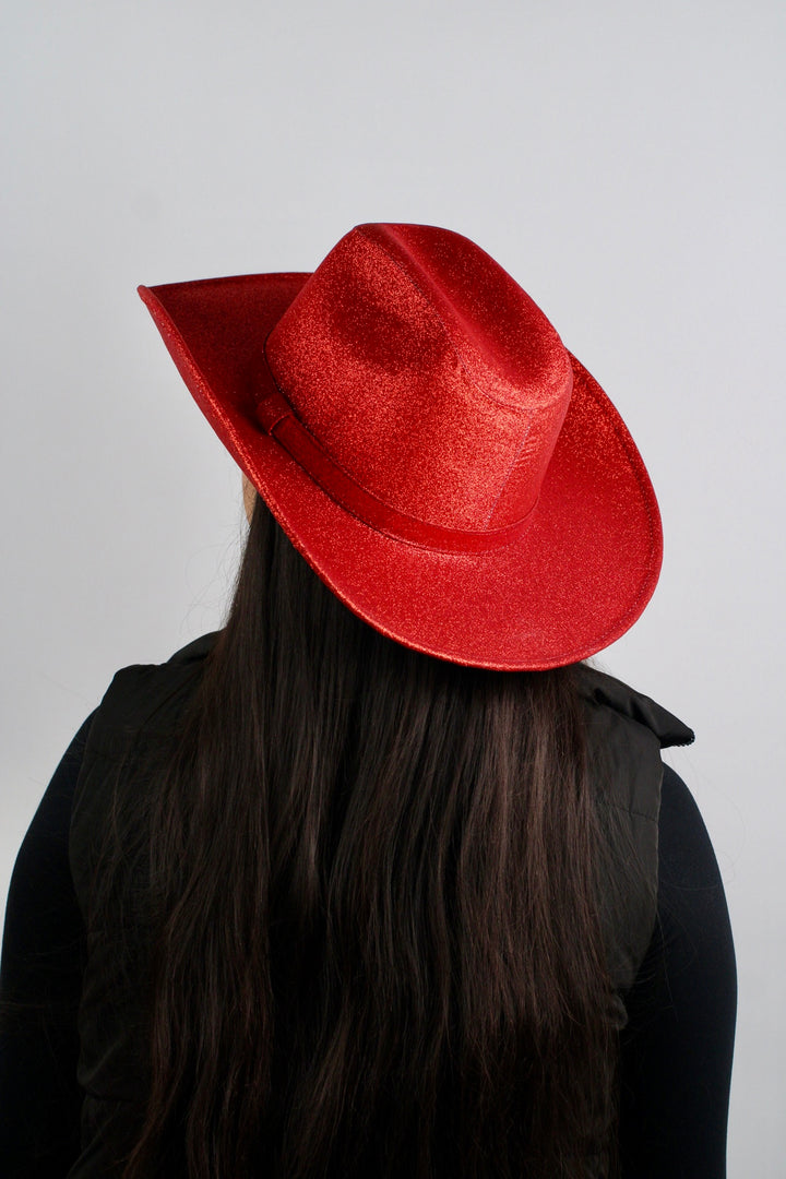 Western Cowboy Glitter Hat- Lipstick Red