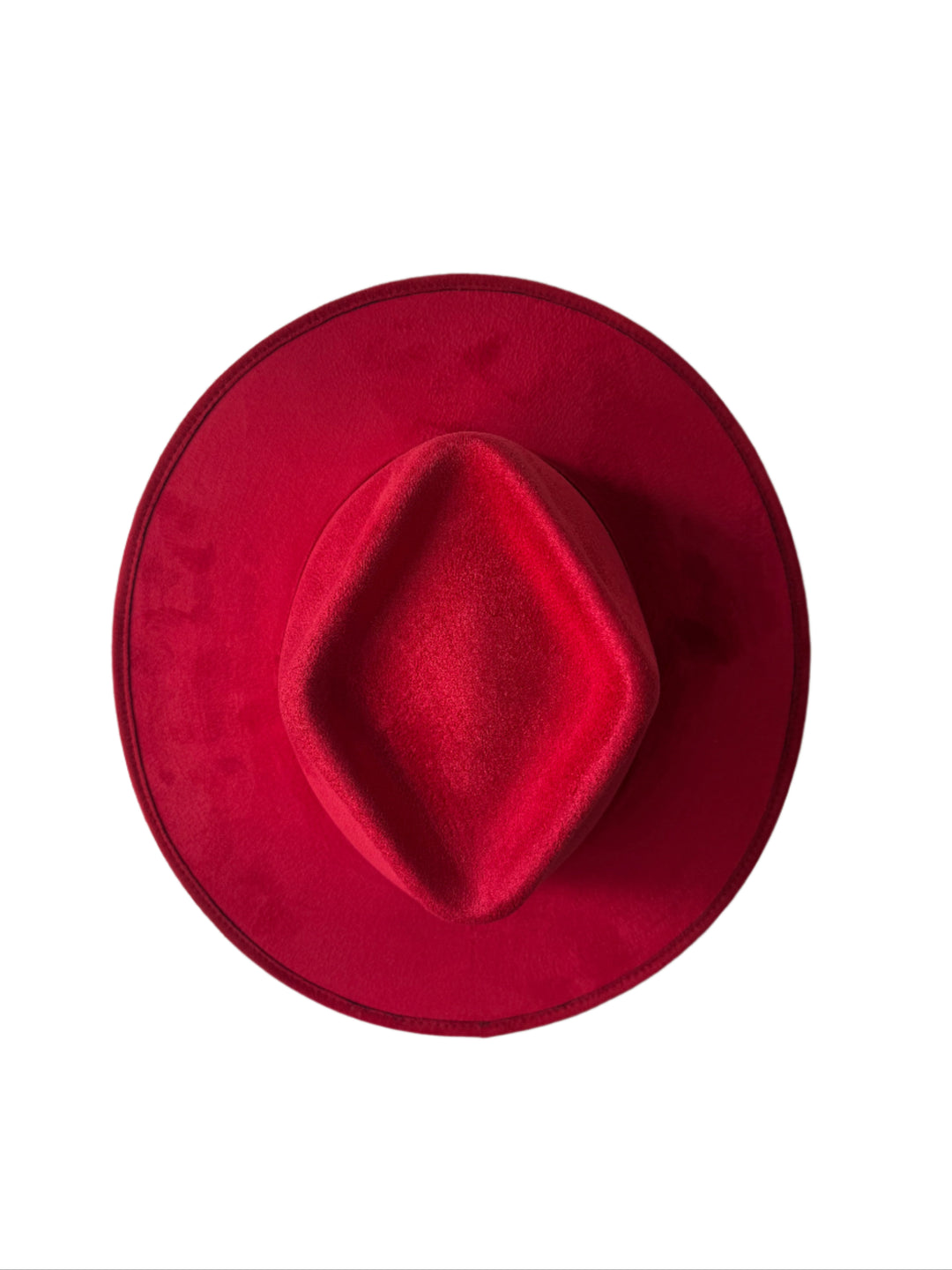 Vegan Suede Diamond Hat - Flat Brim - Lipstick Red