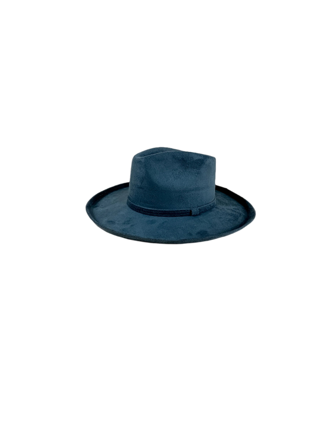 Vegan Suede Rancher Hat - Pencil Brim - Peacock Blue