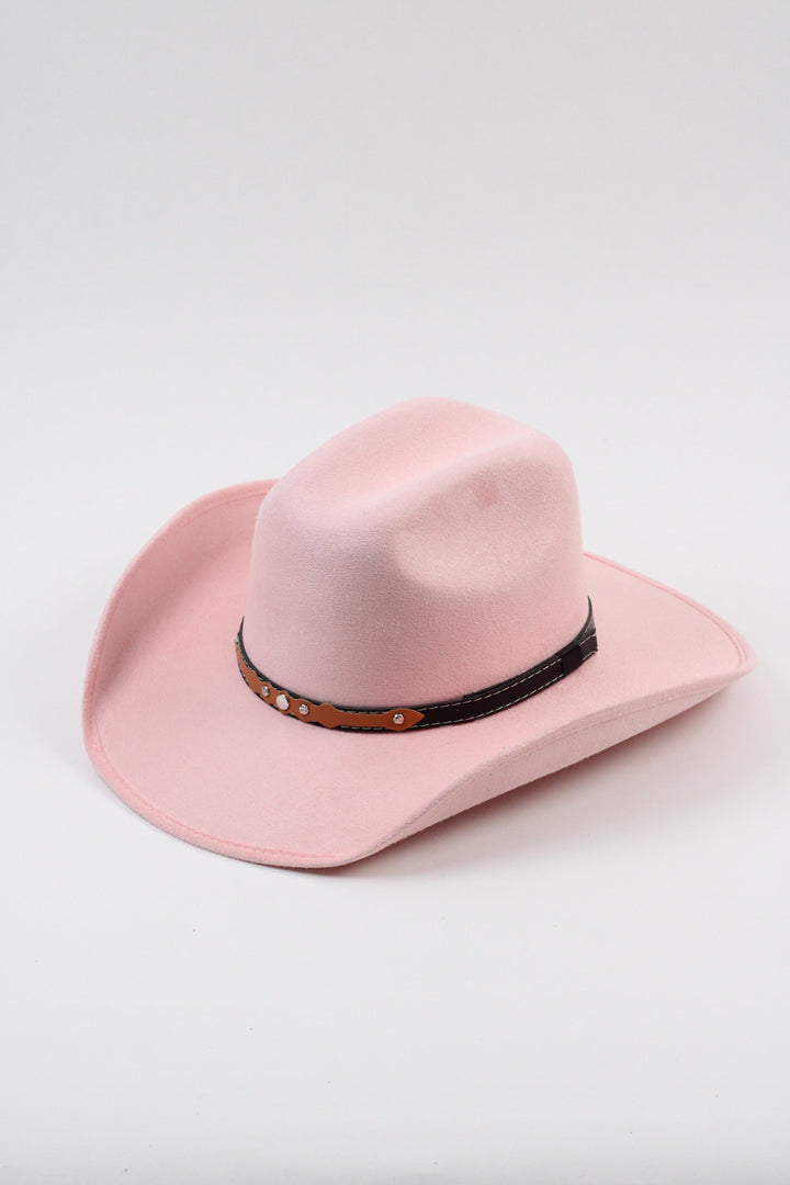 Austin Vegan Suede Cowboy Hat- Blush Pink