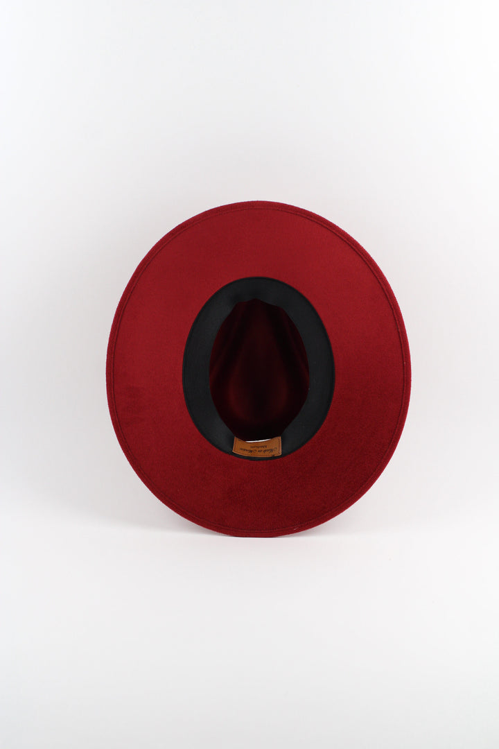 Vegan Suede Rancher Hat - Burgundy