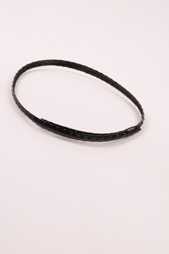 Leather Ostrich Hat Band  / Black