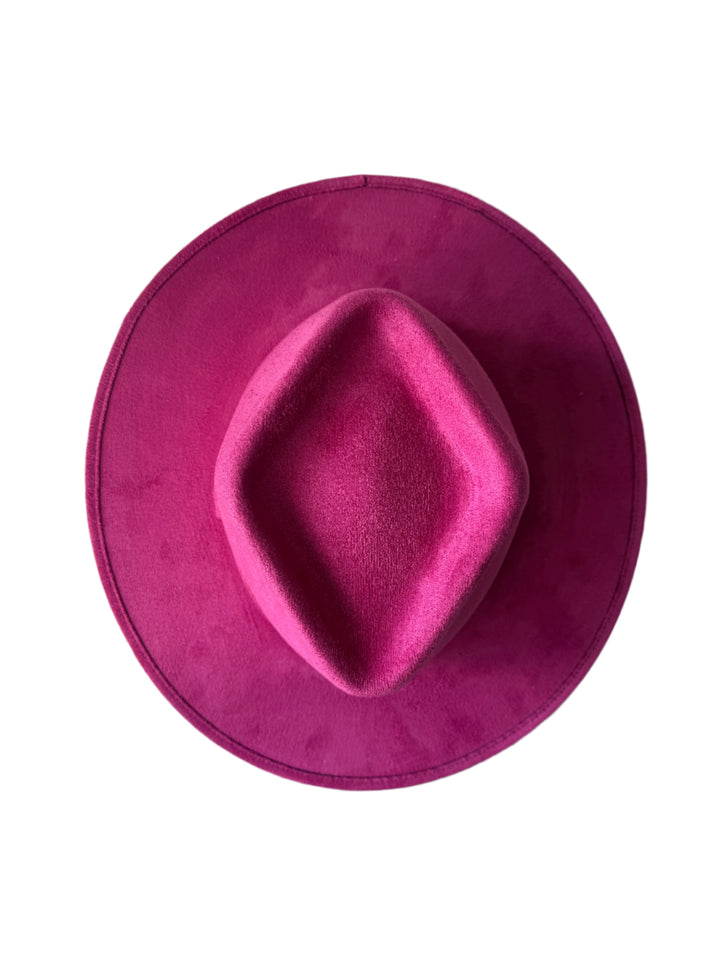 Vegan Suede Diamond hat flat Brim  Magenta