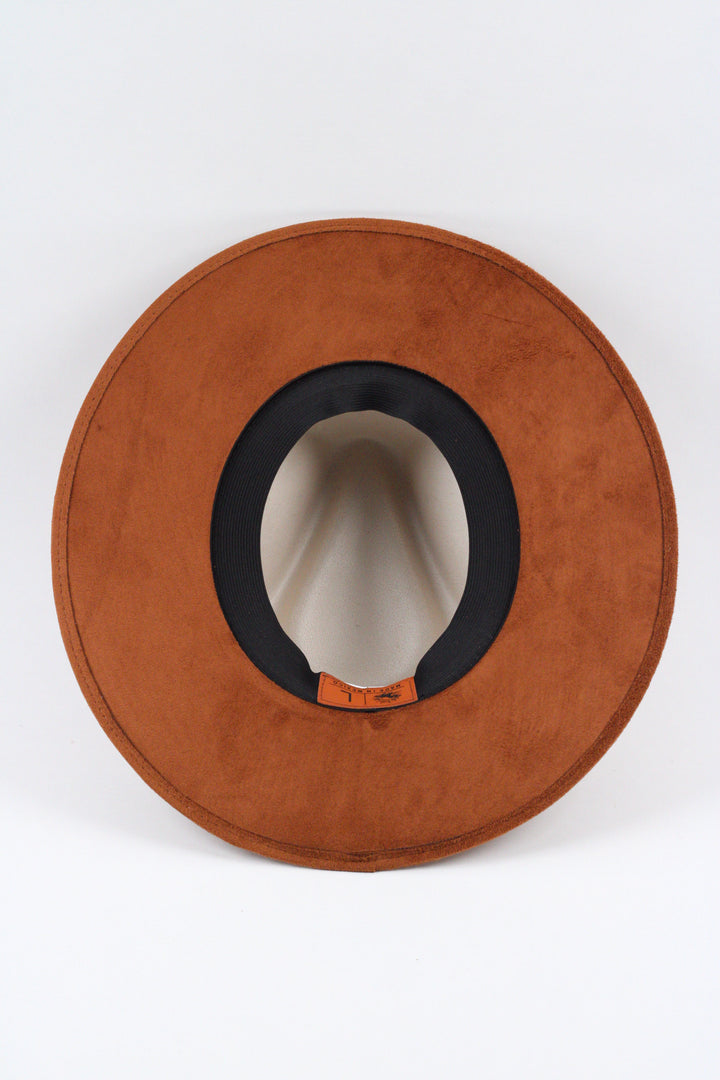 Vegan Suede Rancher Hat - Two Tone - Caramel + Ivory