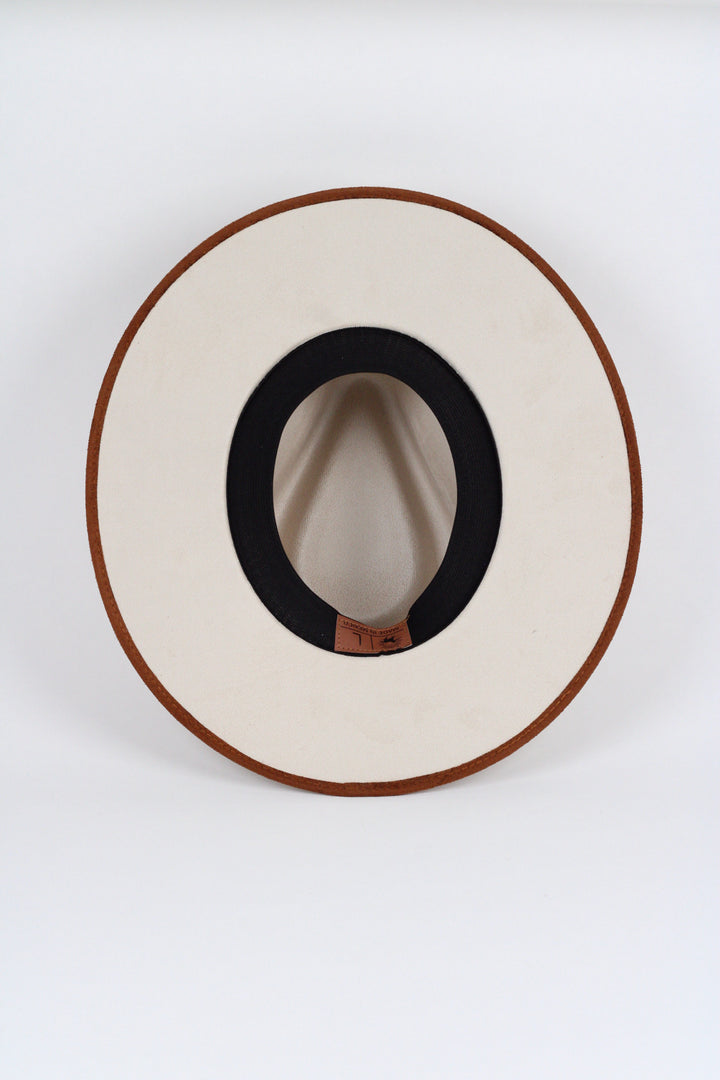Vegan Suede Rancher Hat -Duo Tone - Ivory + Caramel