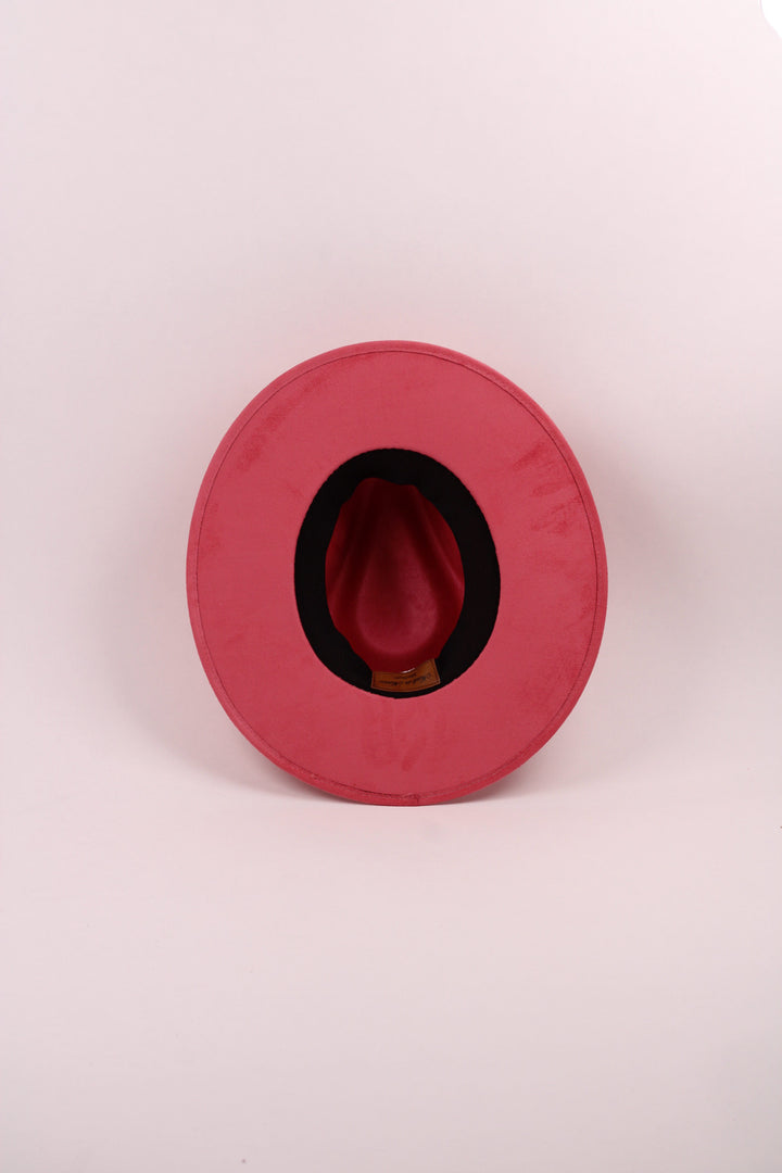 Vegan Suede Rancher Hat - Coral Pink
