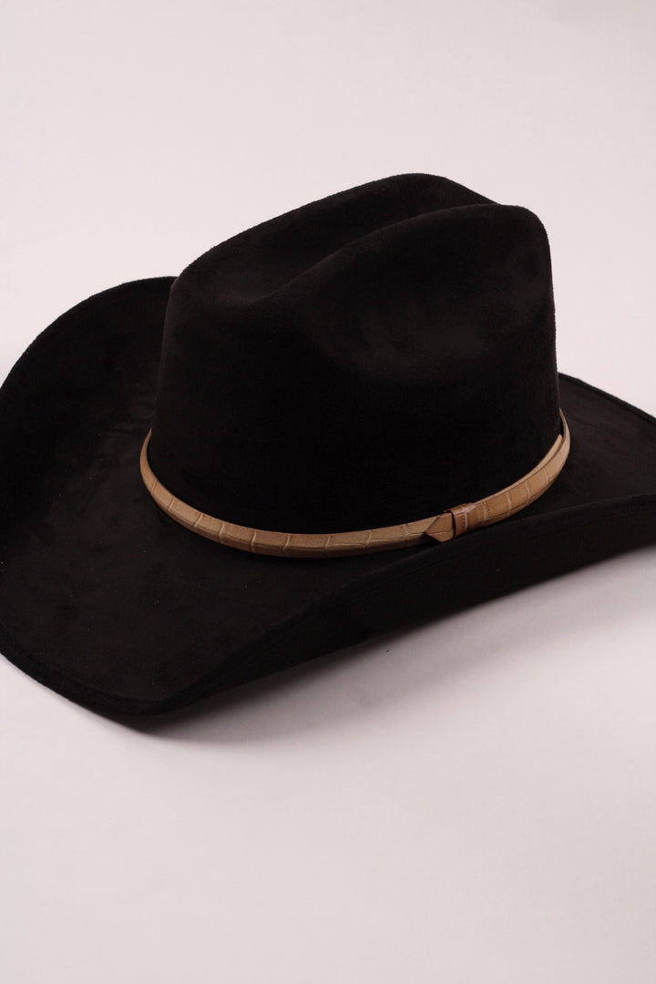 Leather Crocodile Hat Band / Nude