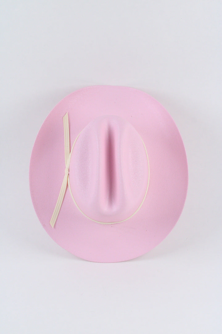 Kids Lonestar Cattlemen Straw Cowboy Hat - Pink