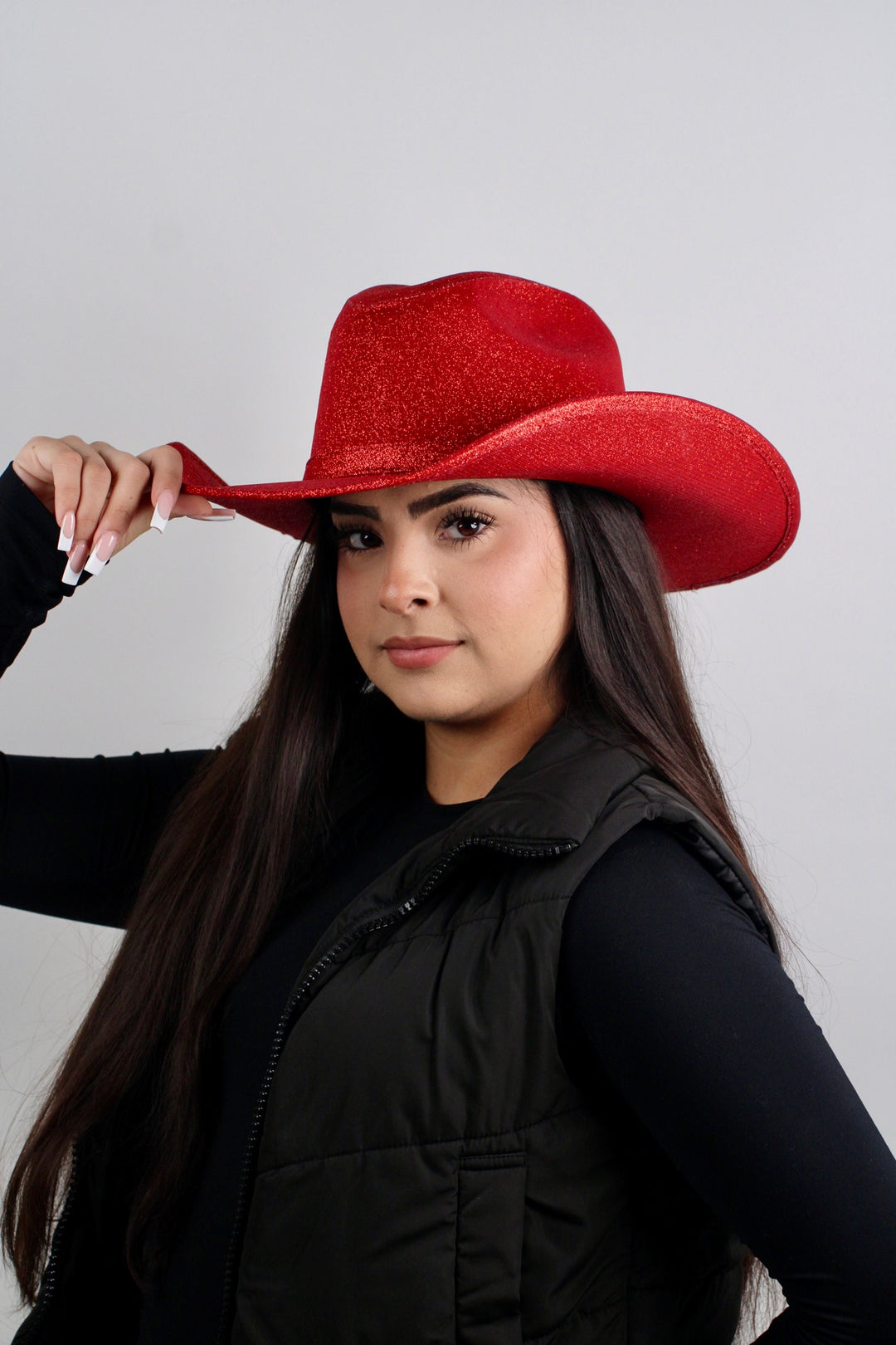 Western Cowboy Glitter Hat- Lipstick Red