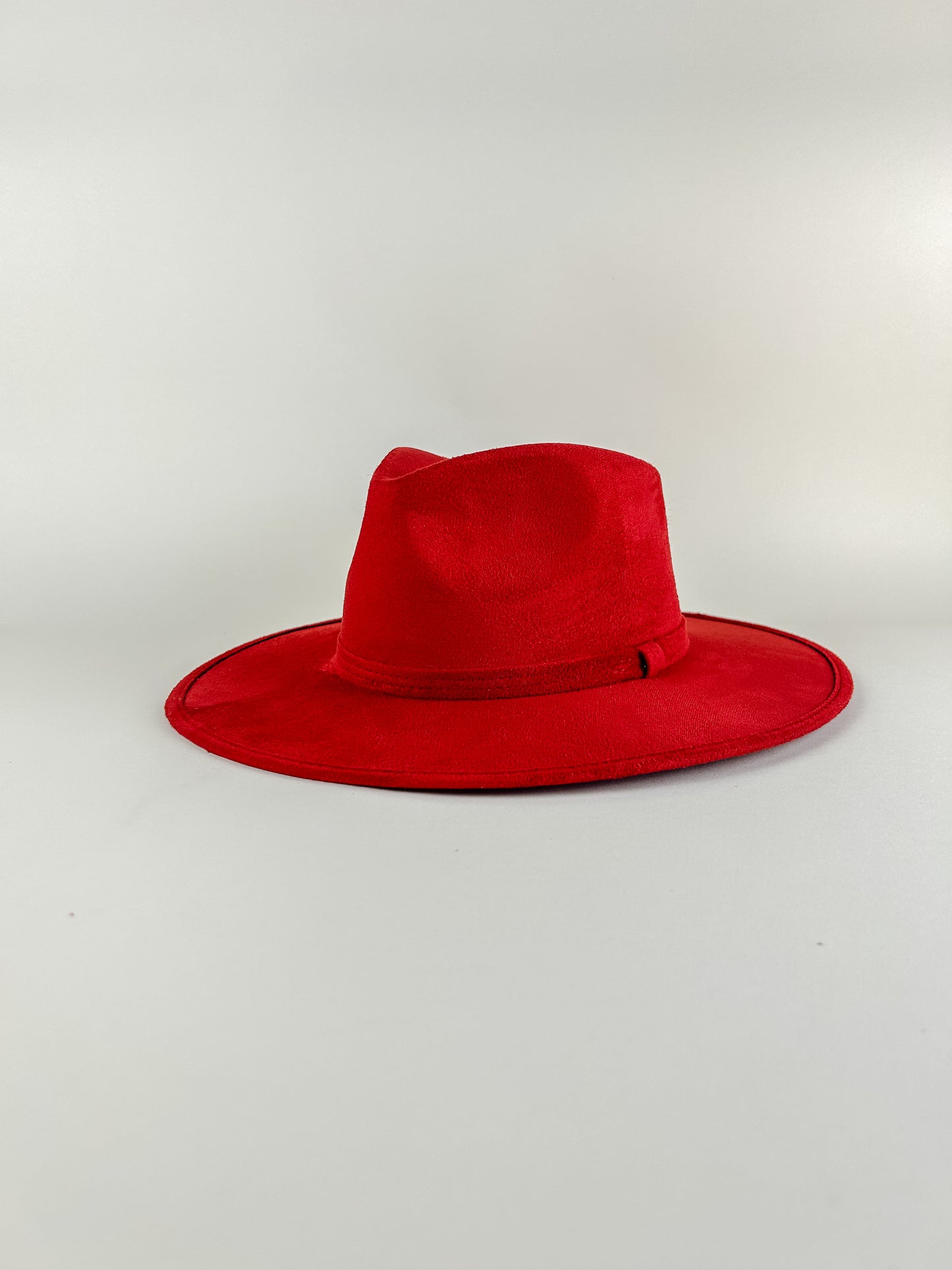 Vegan Suede Teardrop Hat- Lipstick Red