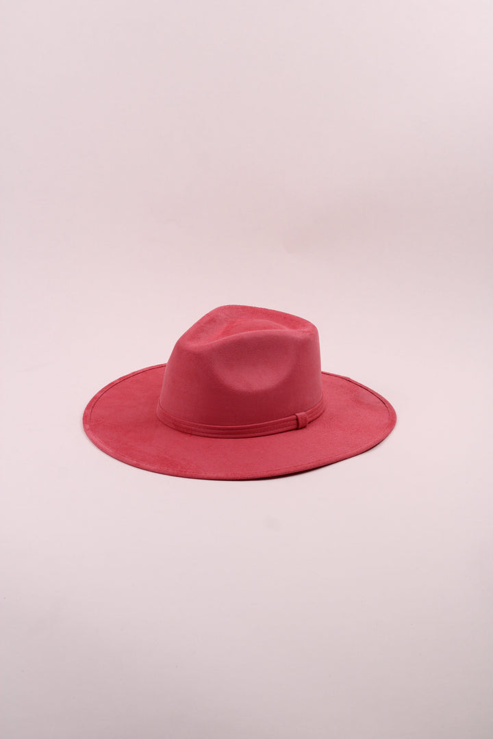 Vegan Suede Rancher Hat - Coral Pink
