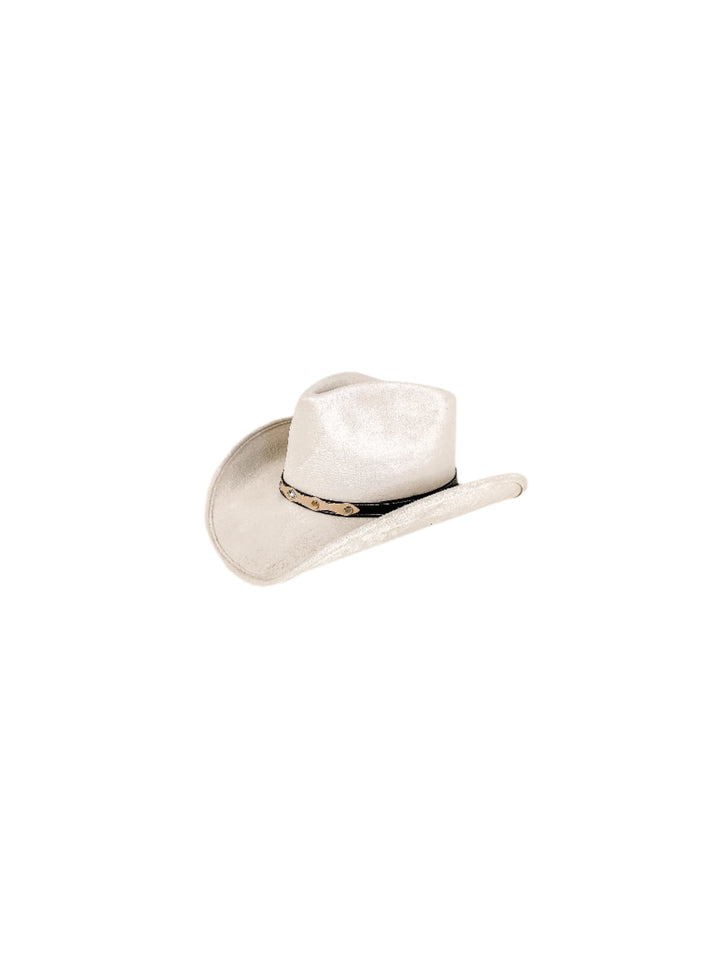 Santa Fe Vegan Suede Cowboy Rancher Hat- Ivory