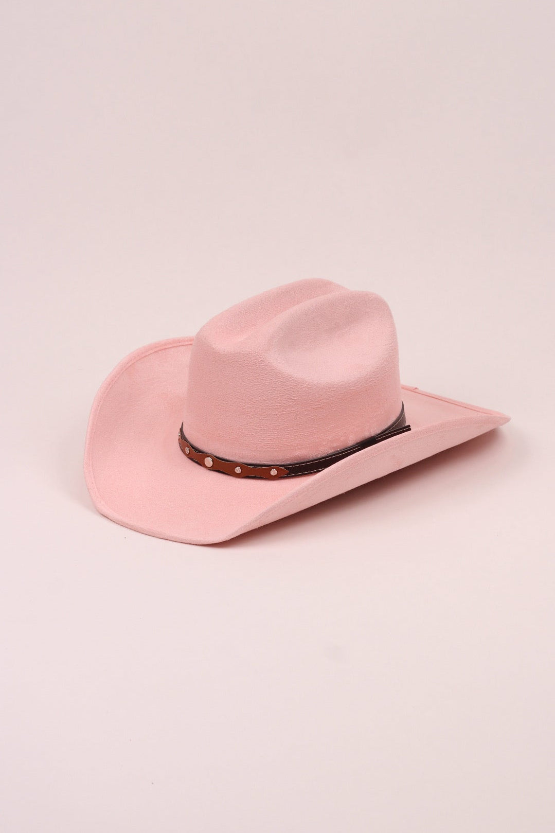 Texana Vegan Suede Cowboy Hat - Blush Pink