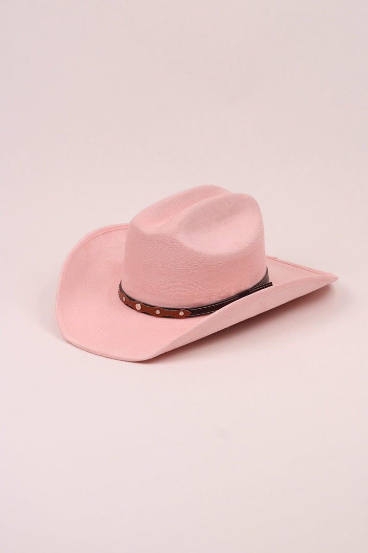 Texana Vegan Suede Cowboy Hat - Blush Pink