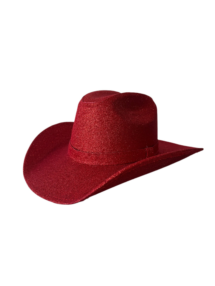Western Cowboy Glitter Hat- Lipstick Red