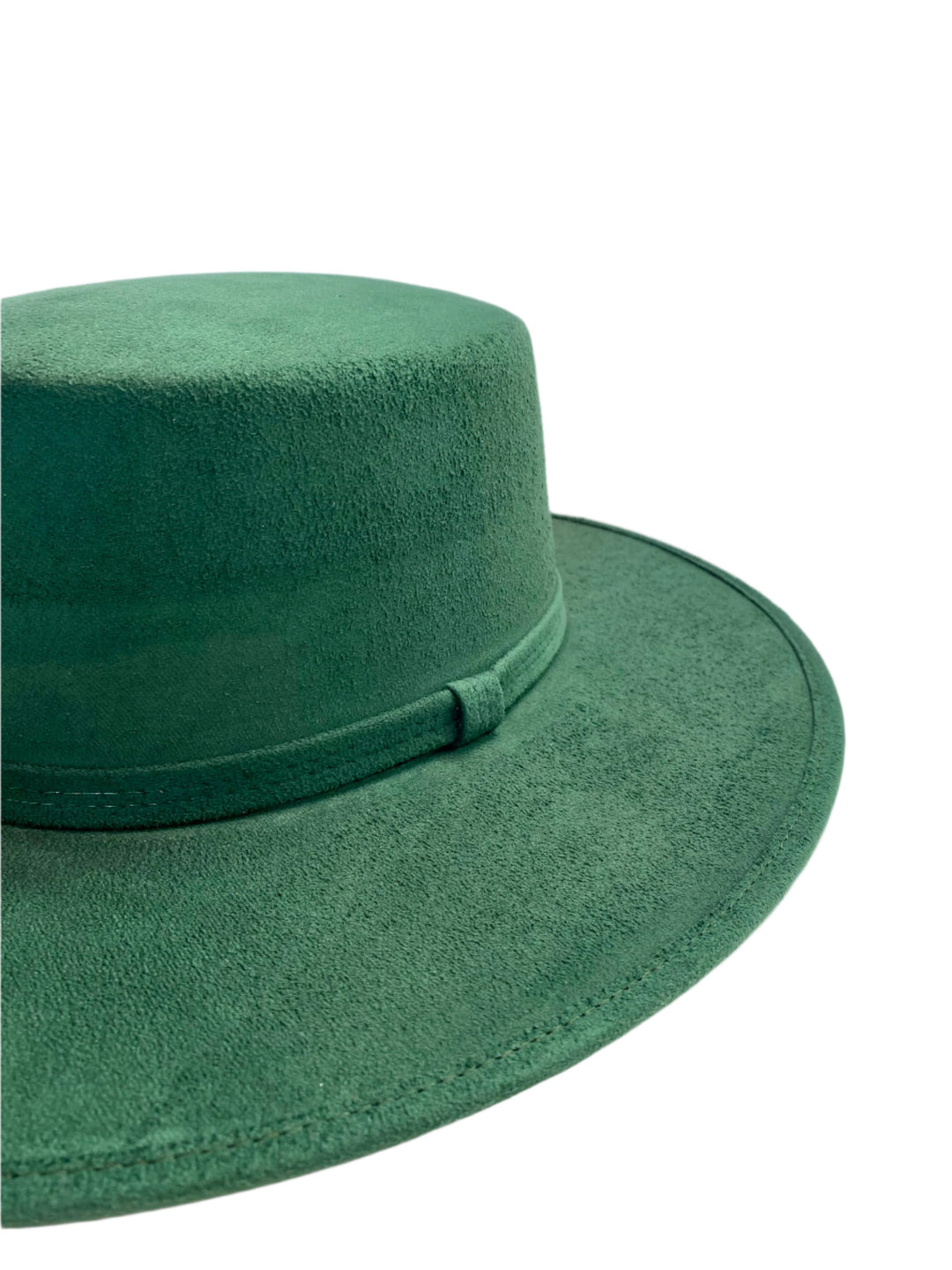 Vegan Suede Flat Top Hat- Hunter Green
