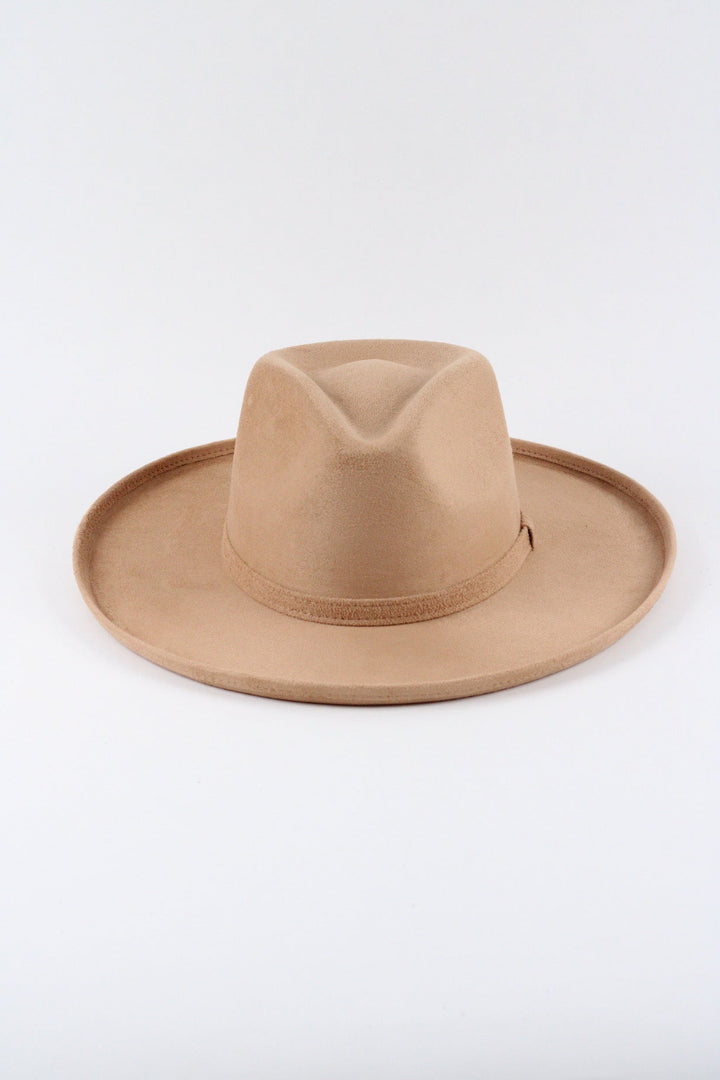 Vegan Suede Rancher Hat - Pencil Brim - Cappuccino