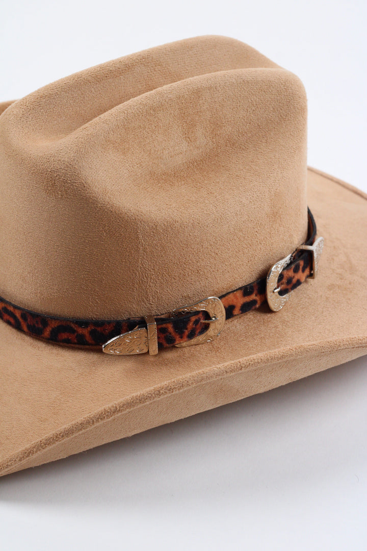 Double Buckle Leather Hat Band