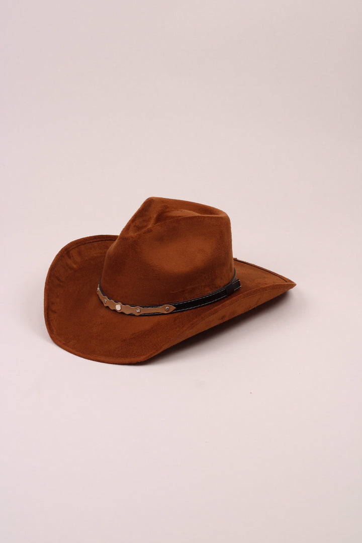Santa Fe Vegan Suede Cowboy Rancher Hat- Caramel