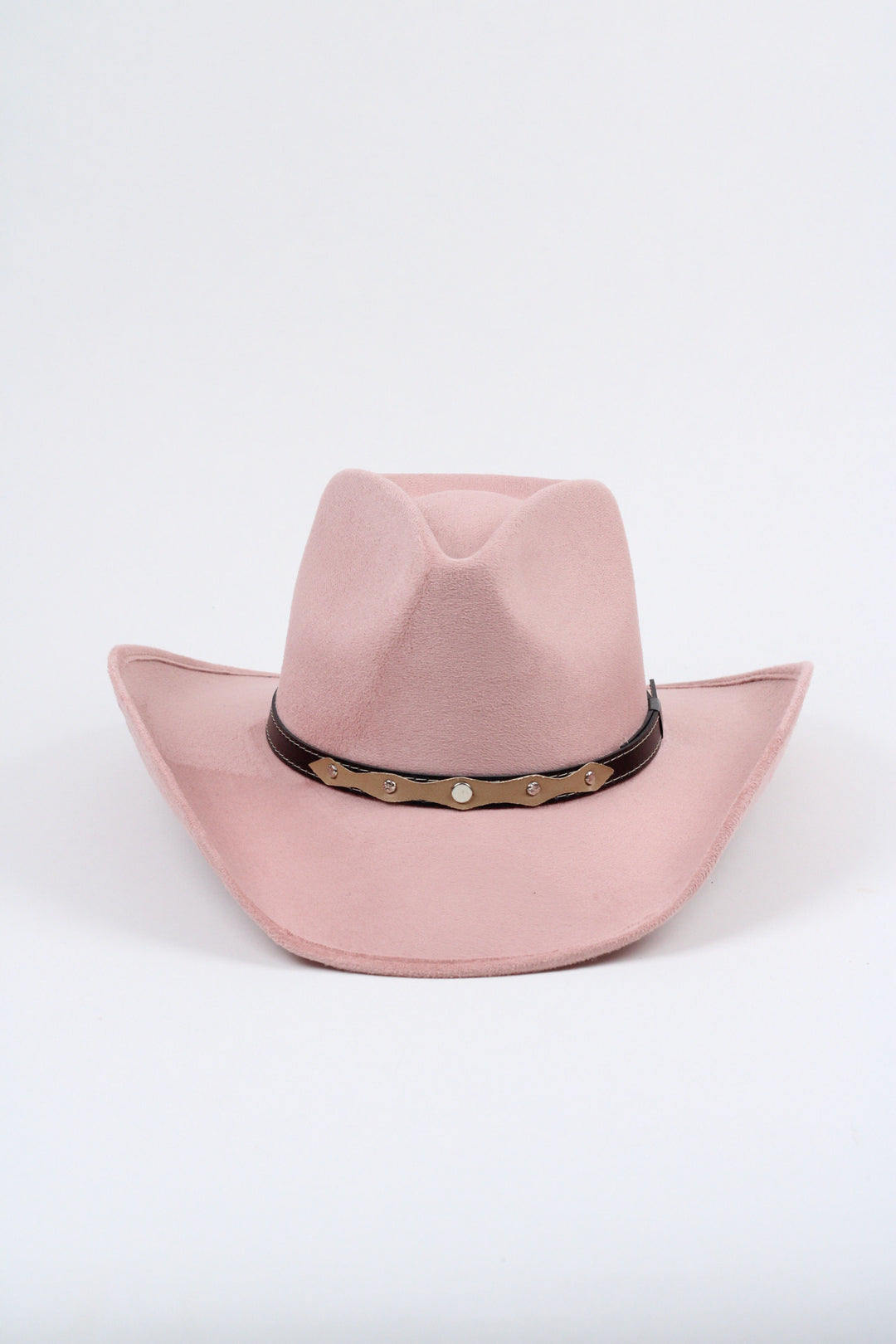 Santa Fe Vegan Suede Cowboy Rancher Hat- Pale Dusty Rose