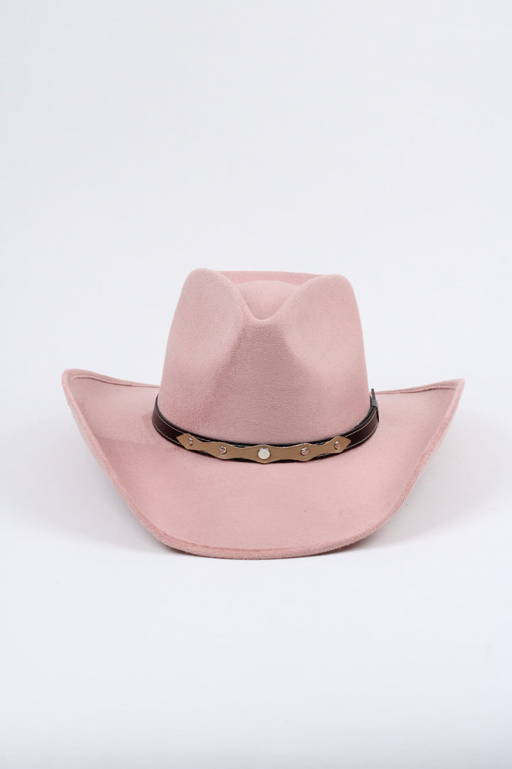 Santa Fe Vegan Suede Cowboy Rancher Hat- Pale Dusty Rose
