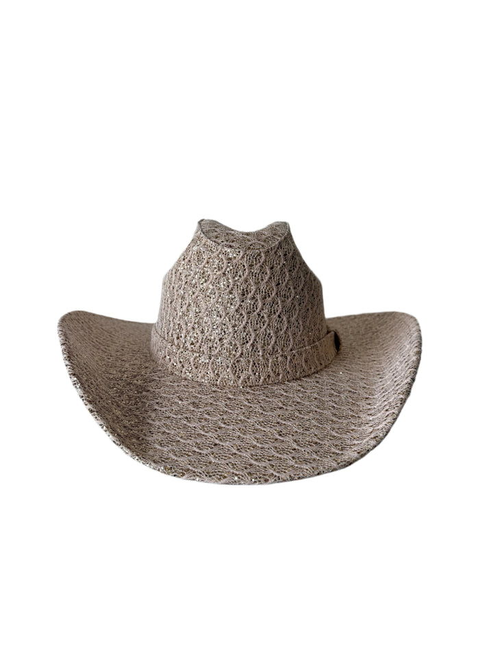 Western Cowboy Glitter Hat- Gold Scallop Textured