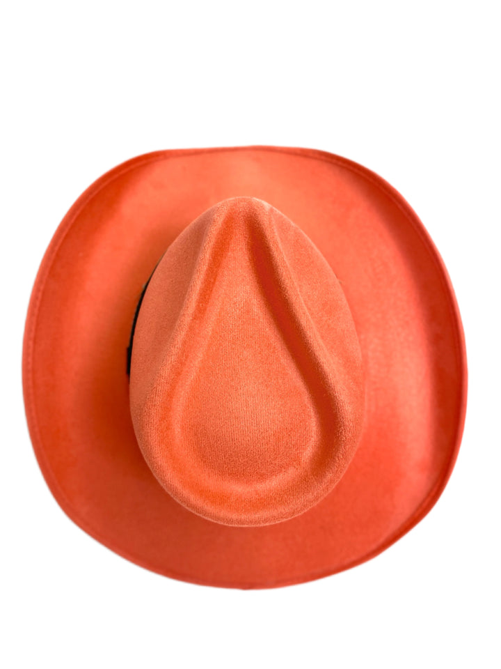Santa Fe Vegan Suede Cowboy Rancher Hat- Peach